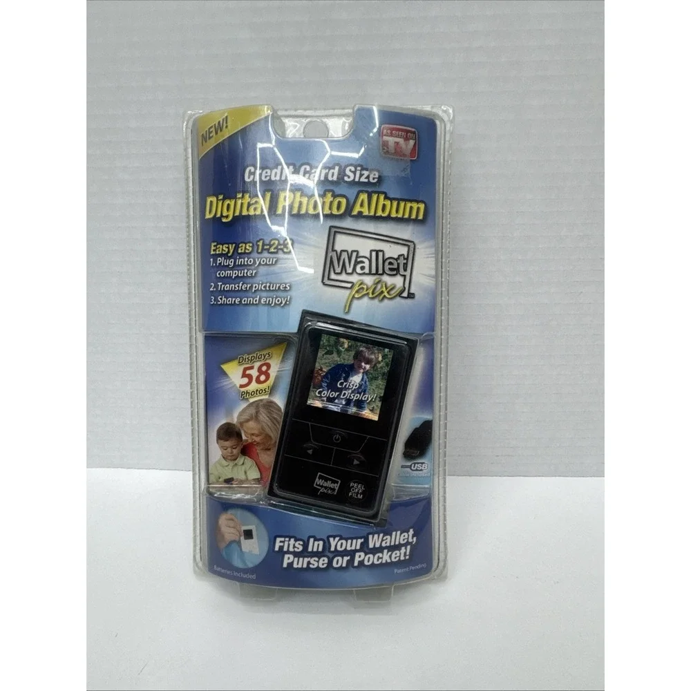 Digital Photo Album White Credit Card Size Wallet Pix Purse Pocket NEW SEALED